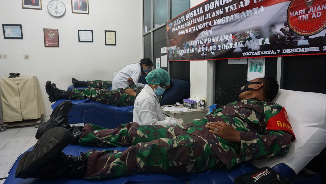 Dalam Rangka Memperingati Hari Juang TNI AD, Kodim 0734/Kota Yogyakarta Baksos Donor Darah