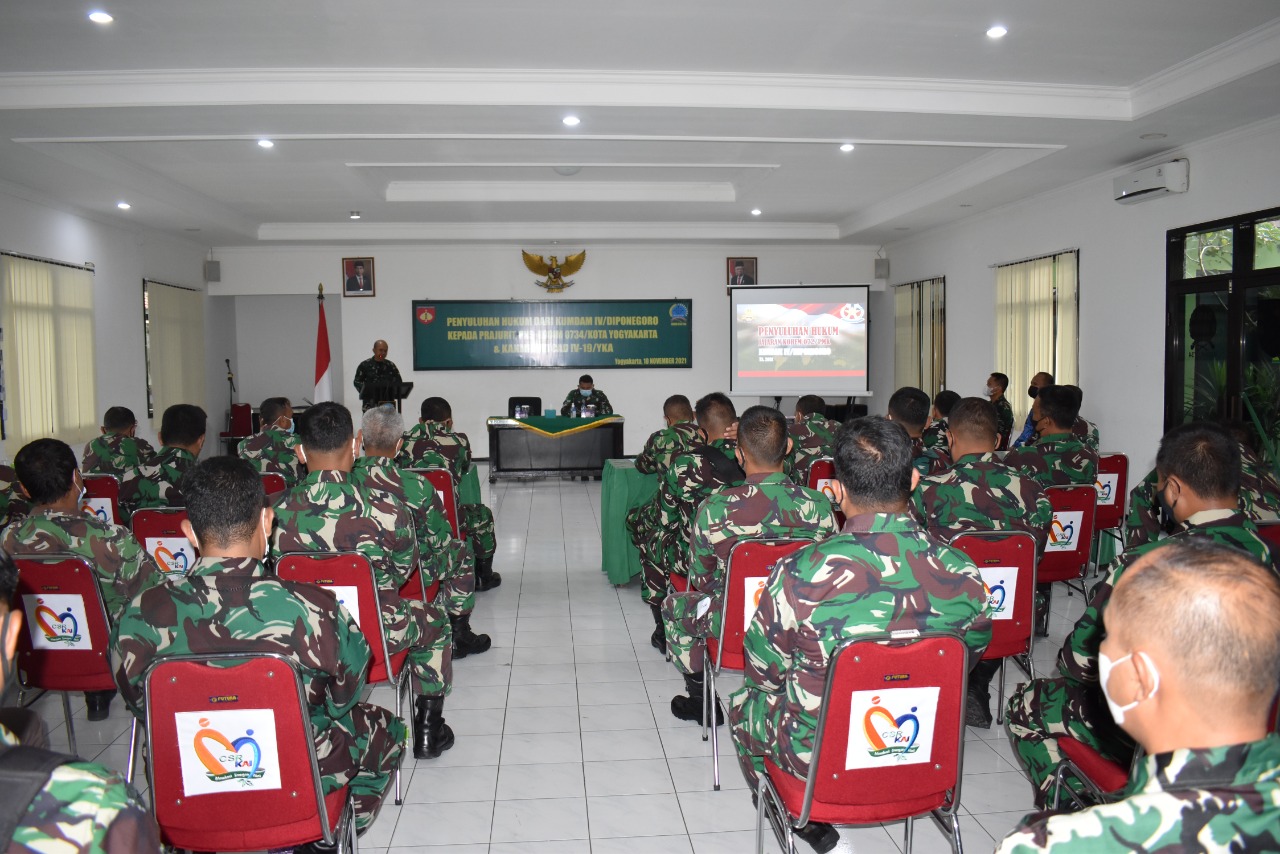 Gugah Kesadaran Hukum, Kodim 0734/Kota Yogyakarta Gelar Penyuluhan Hukum Bagi Prajurit