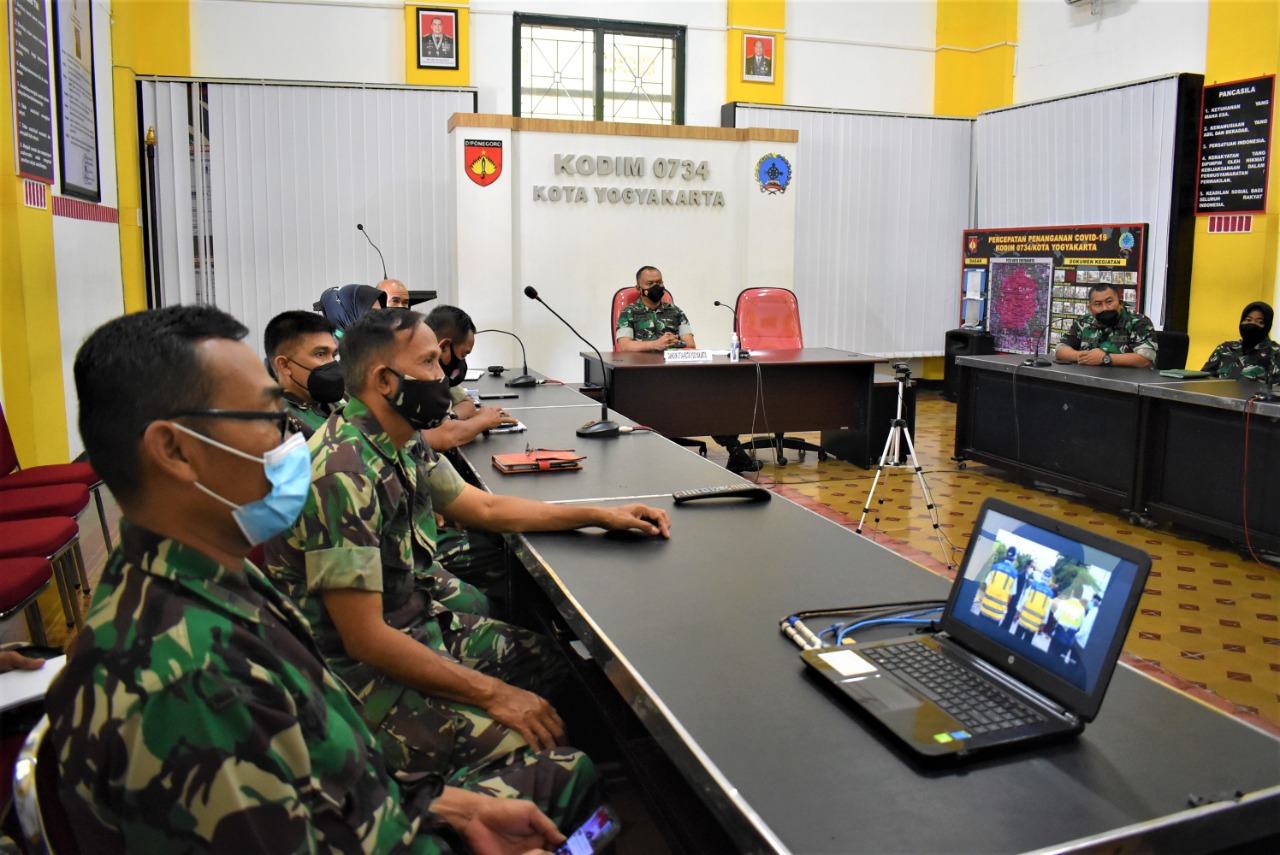 Dandim 0734/Kota Yogyakarta Ikuti Rakornas Penanggulan Bencana Tahun 2022 secara Virtual